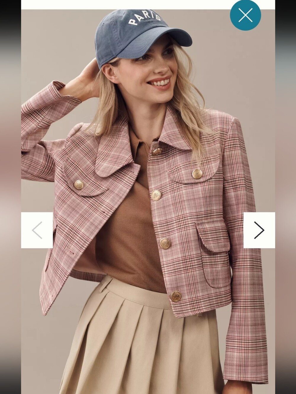 Avec Les Filles Crop Plaid Lady Jacket Barbiecore